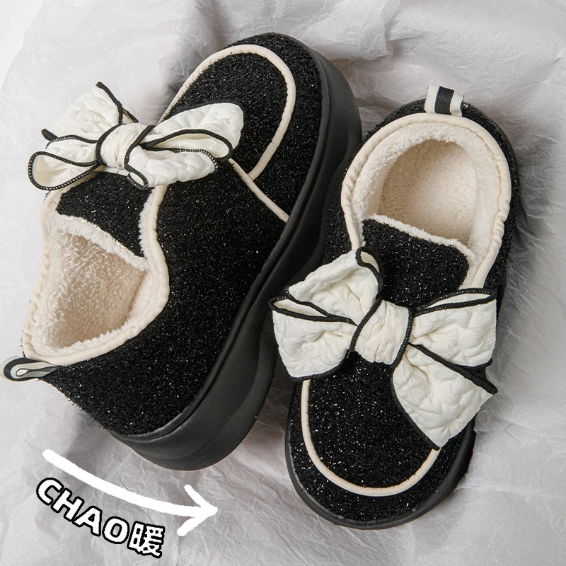 时尚满天星厚底包跟棉拖鞋女款冬季室内家居加绒保暖小香风棉鞋女