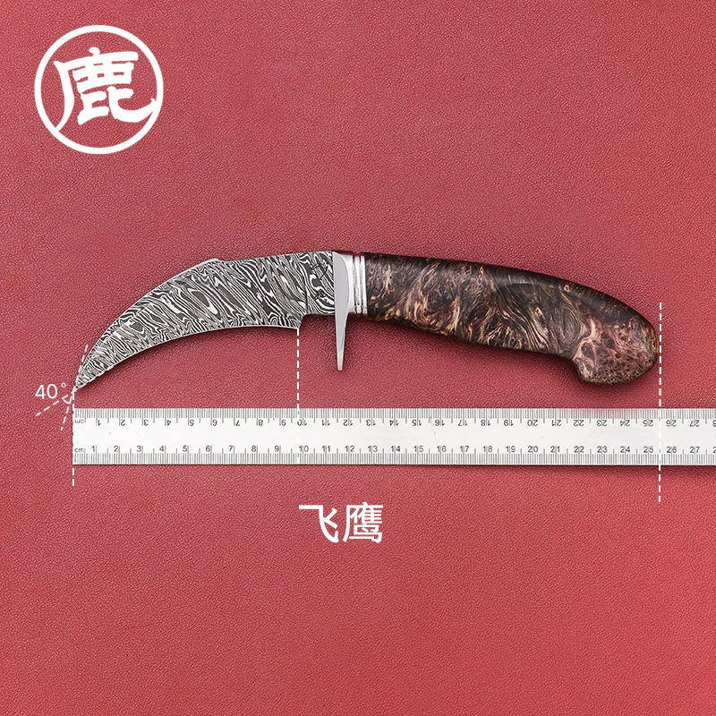 CUDEMAN手工制作大马士革户外装备露营工具收藏飞鹰小刀