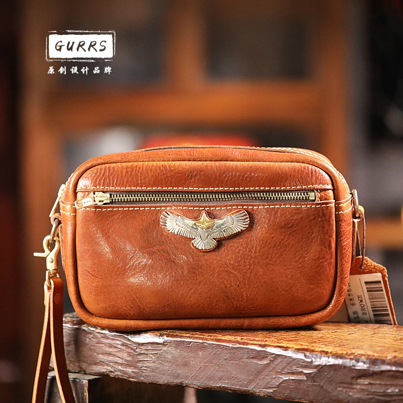 25*15*7复古美式斜挎包高桥装饰植鞣皮男包LB-6856