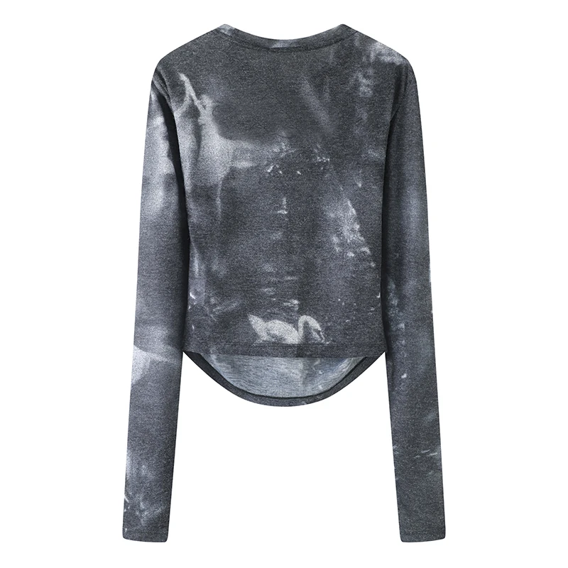 【玫瑰乐队】2024夏季新款百搭时髦涂鸦网纱打底衫皮肤衣女.D4087