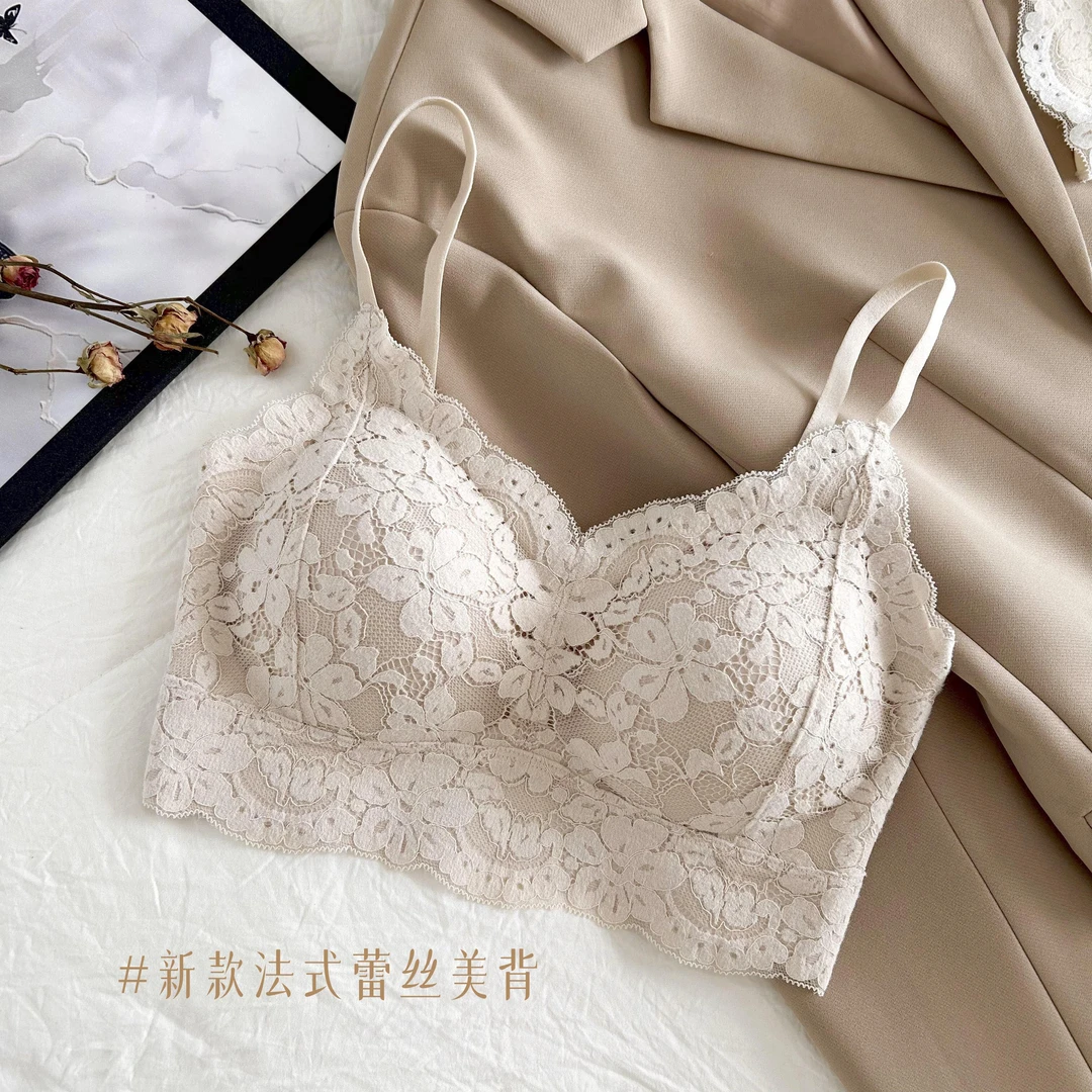 MANNIY-秋冬磨毛法式蕾丝美背小胸聚拢文胸性感内衣2225