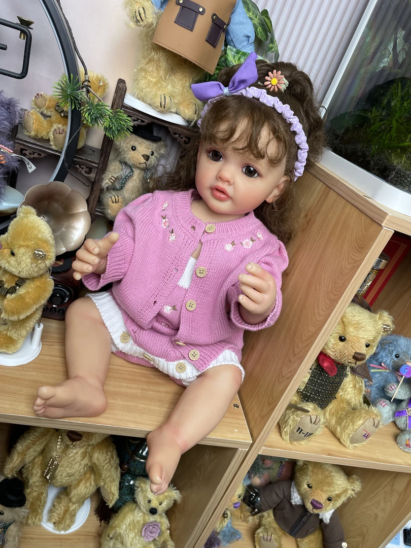 新款植入花花粉色毛衣可爱儿童玩具陪伴娃娃