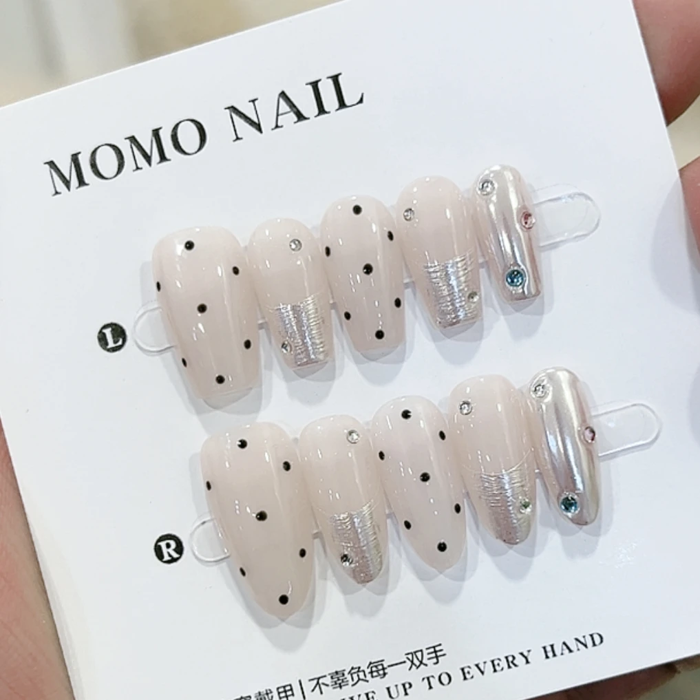 【赫本千金】奈木花园轻奢设计手工穿戴甲手绘郁金香月光粉显白