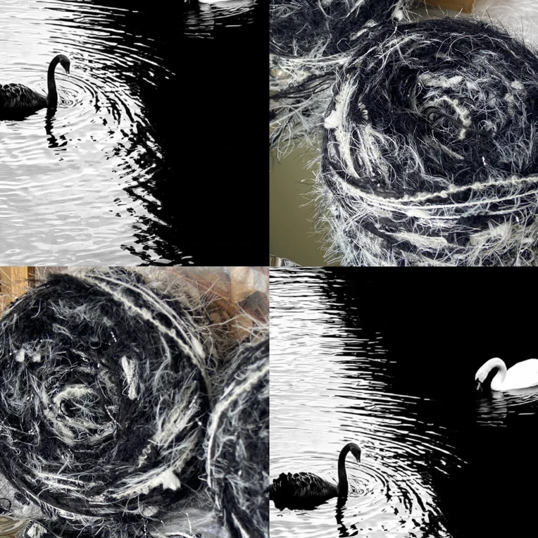 【Muzi】黑天鹅3.0|diy手编特色手混线毛线可编织卡套亮线包包帽子