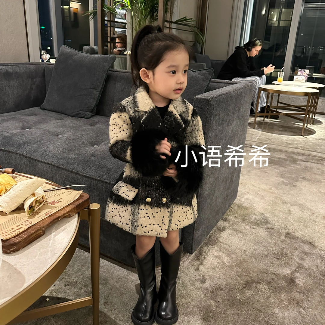 小语希希【行走的小名媛】轻奢女童冬季气质高级感尼大衣裙外套