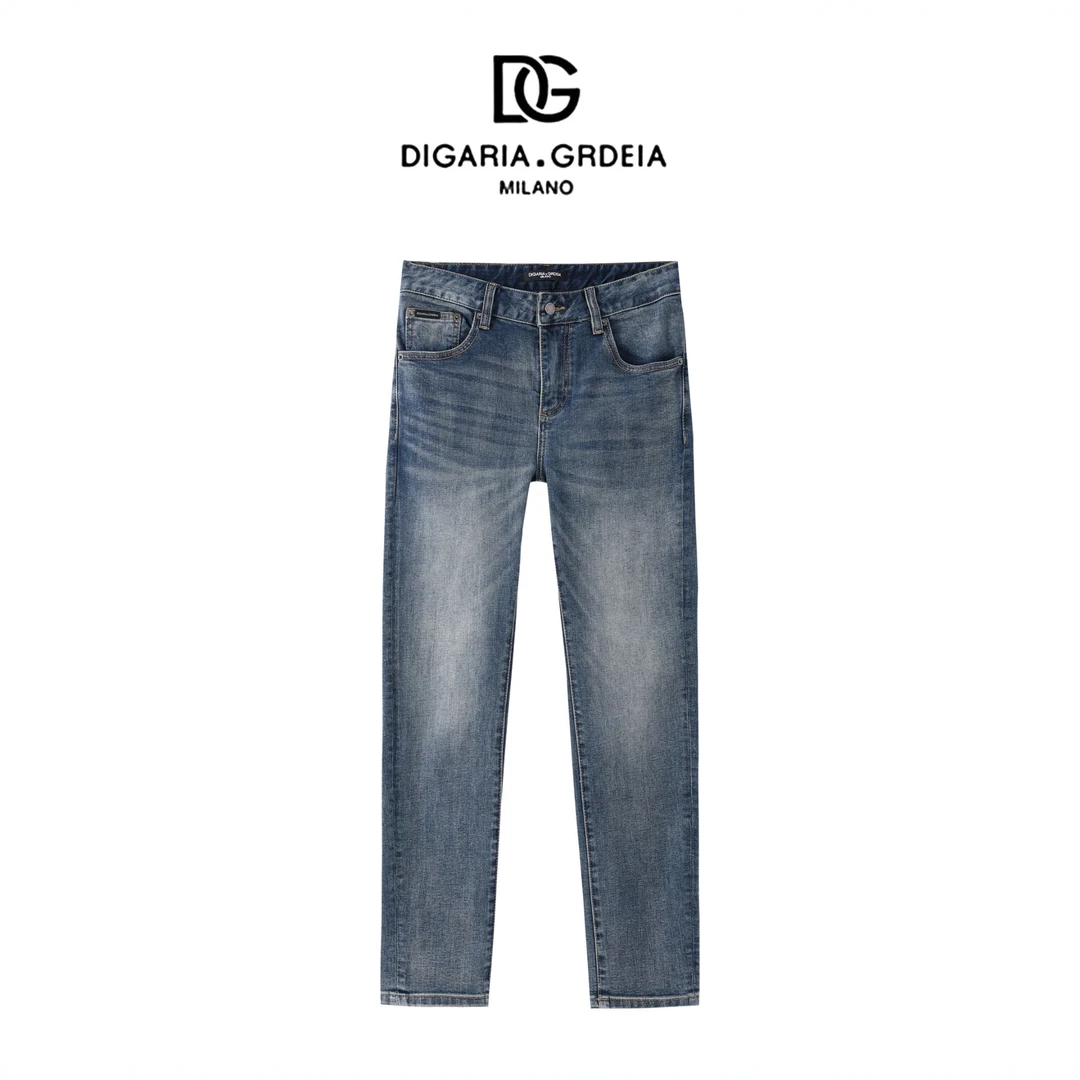 DG男装直筒休闲潮流牛仔裤设计师复古水洗牛仔裤子