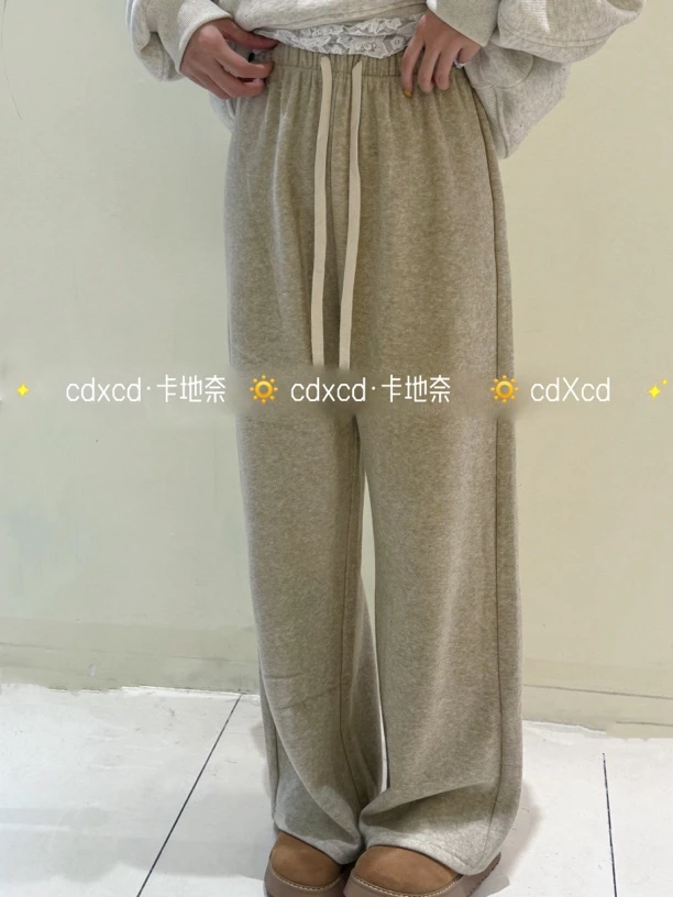 慵懒风针织毛巾裤女高腰宽松垂感休闲裤百搭显瘦