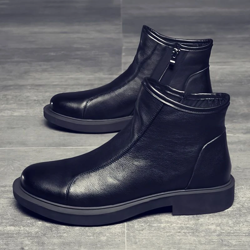 秋冬头层牛皮男鞋透气商务休闲男士马丁靴男切尔西靴高帮休闲鞋子