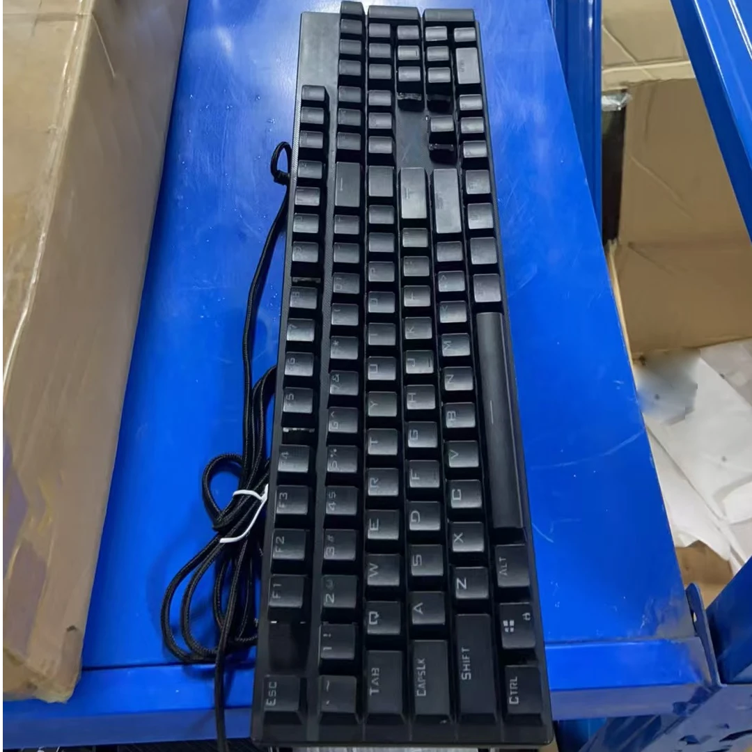 95新  QK900有线键鼠机械键盘黑白黑色【混光】{10}