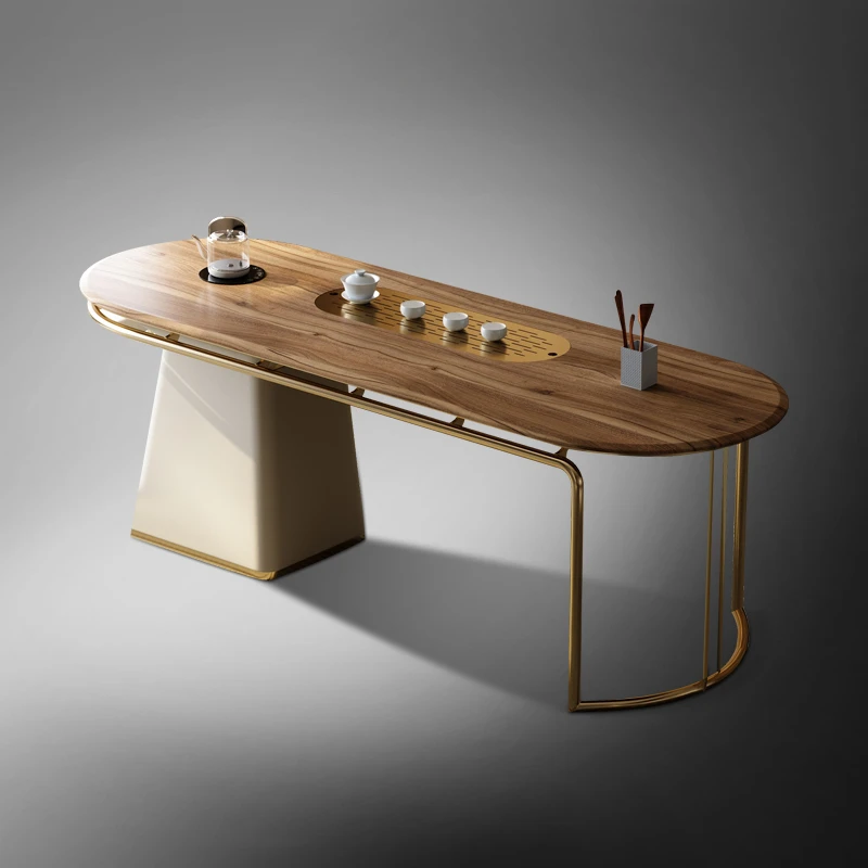 胡桃木实木茶桌椅极简现代新中式阳台办公室简约轻奢风泡茶台客厅