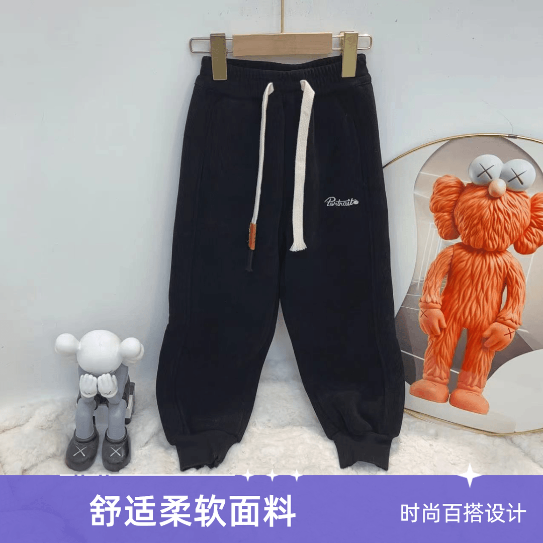 《柳柳定制》  2024冬季儿童韩版设计刺绣字母加绒加厚卫裤   24178