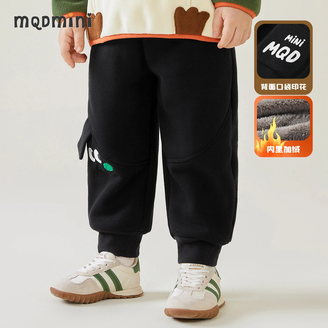 MQDMINI冬季新款儿童加绒加厚卫裤时尚百搭休闲厚裤子保暖卫裤