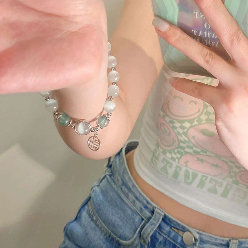 合成金属手链 幸运福串珠手链女轻奢小众设计闺蜜珠子手串