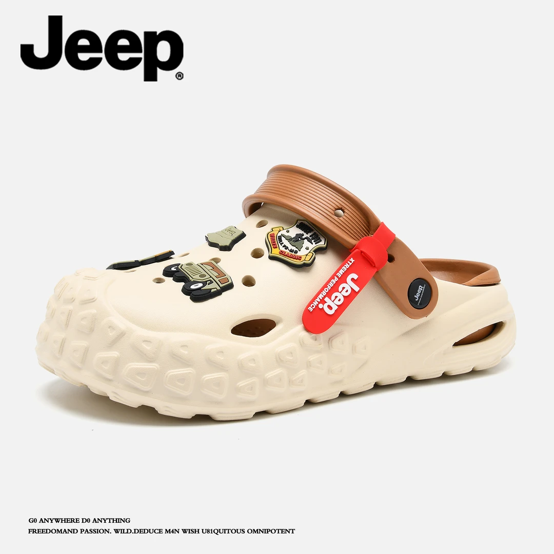 JEEP吉普拖鞋男款夏季户外运动沙滩凉鞋情侣防滑踩屎感厚底洞洞鞋