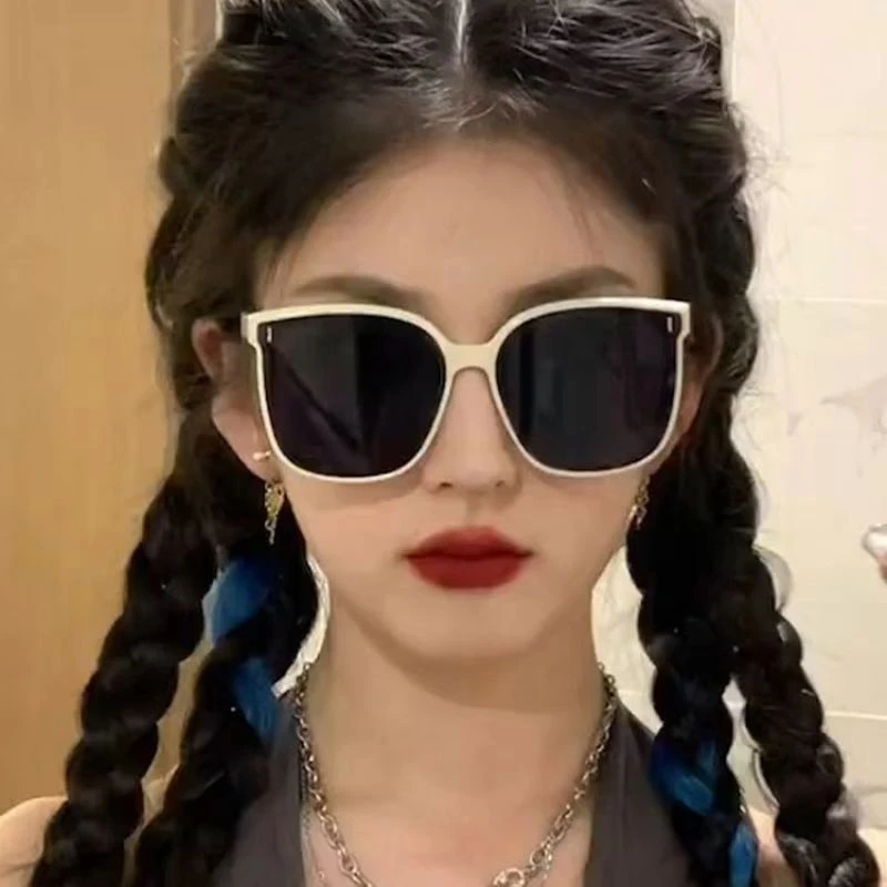 黑白框墨镜男女同款百搭白色太阳眼镜显脸小网红防紫外线太阳镜
