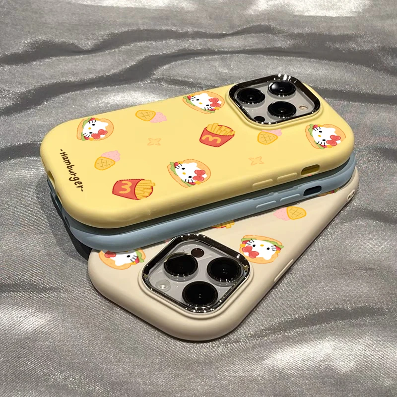 创意汉堡凯蒂KT肤感壳苹果15手机壳iphone13/14promax防摔12可爱