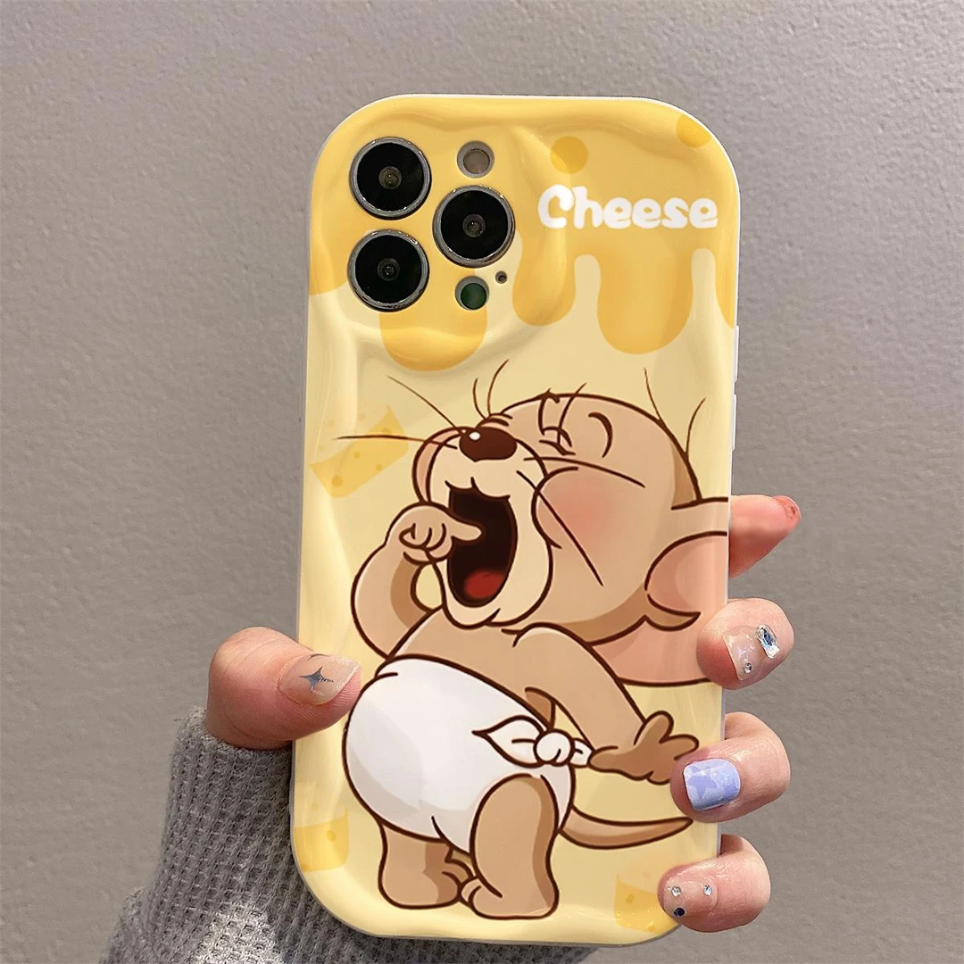 创意奶酪杰瑞鼠适用苹果15手机壳iphone13/14promax全包12/11防摔