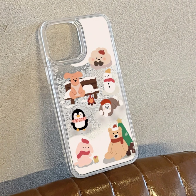 创意卡通可爱插画流沙壳苹果15手机壳iphone13/14promax新款12/11