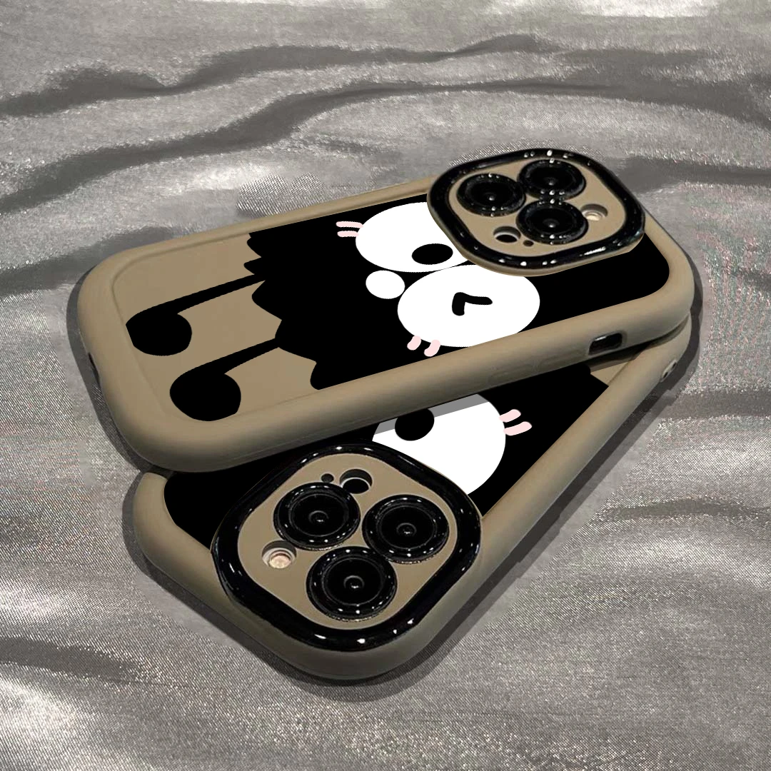 创意卡通大眼煤球苹果15手机壳iphone13/14promax泡芙壳12防摔11