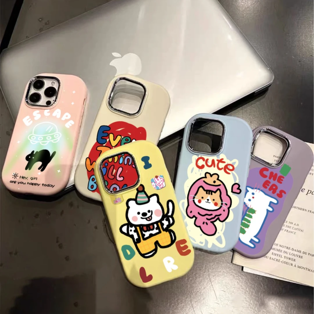 创意马卡龙可爱卡通苹果15手机壳iphone13/14promax肤感12防摔11