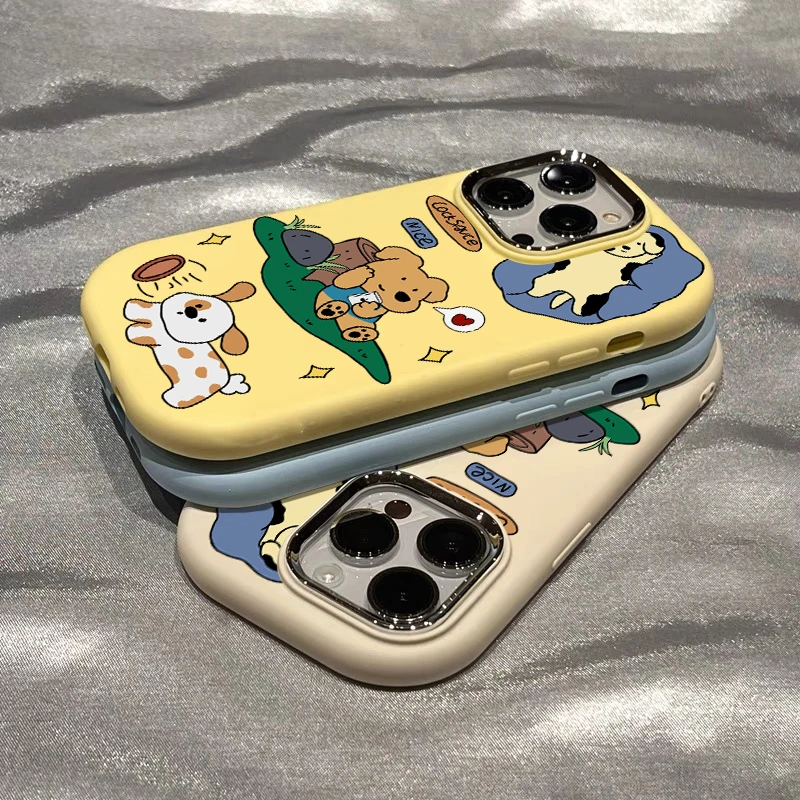 创意可爱插画小狗苹果15手机壳iphone13/14promax肤感壳12防摔11