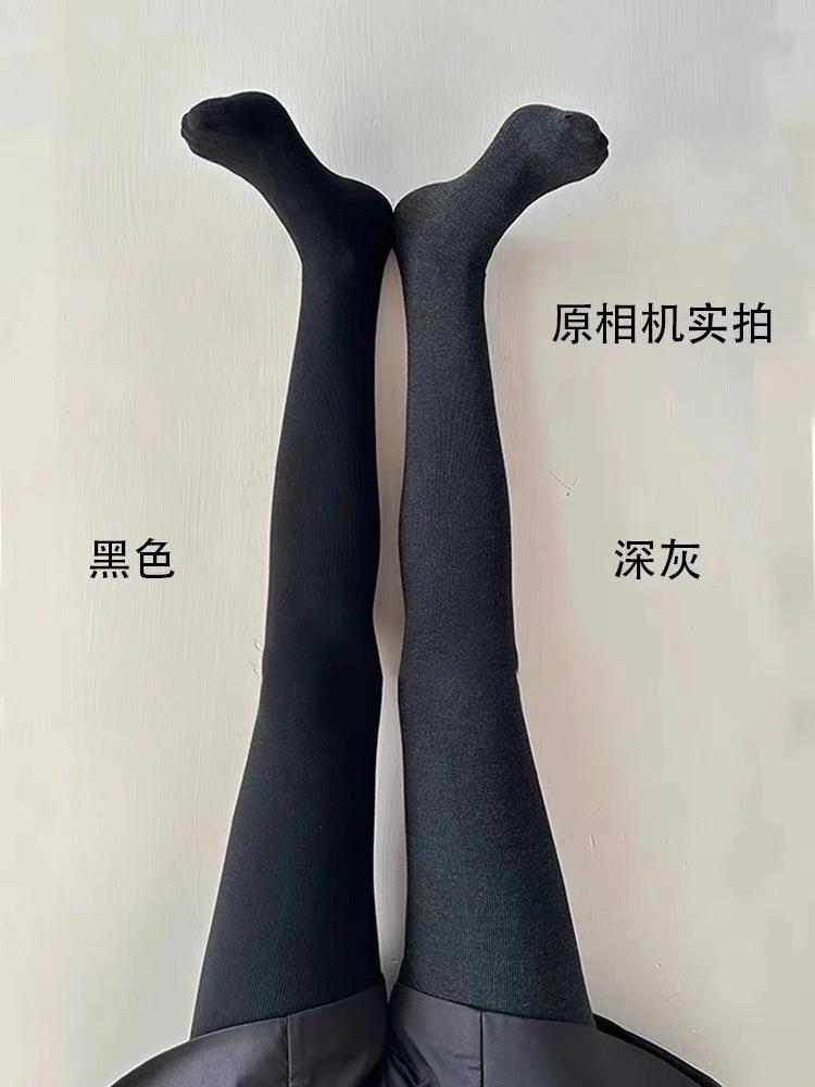 竖纹加绒高腰连裤袜