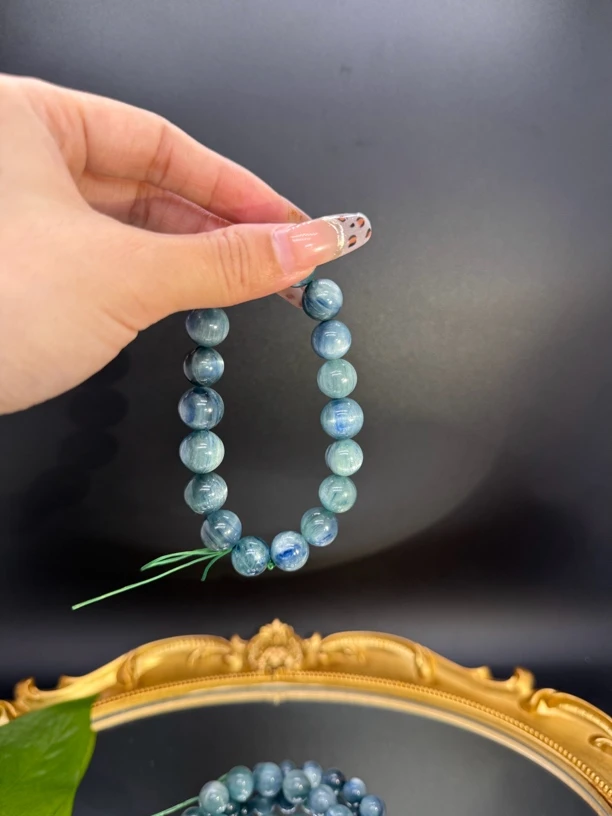 天然蓝绿晶猫眼显白双色手串