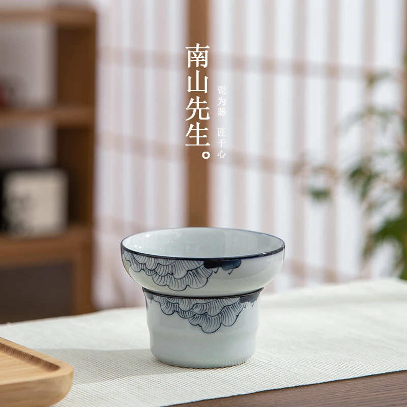 南山先生 手绘芙蓉茶滤 家用茶道过滤复古茶具滤茶器