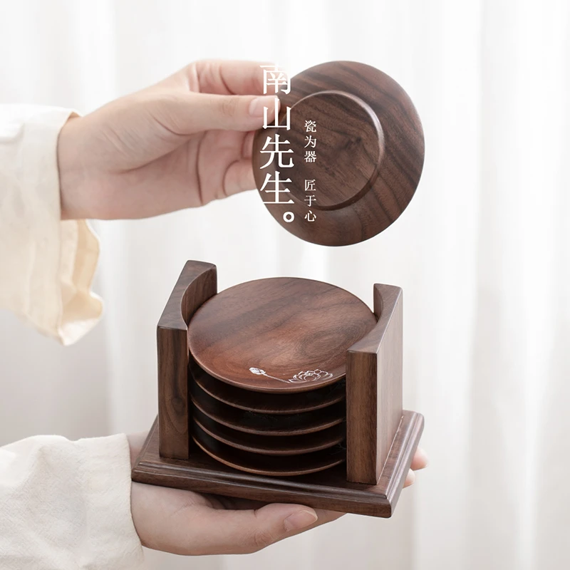 南山先生 四季杯垫中式茶杯托盘胡桃木隔热垫