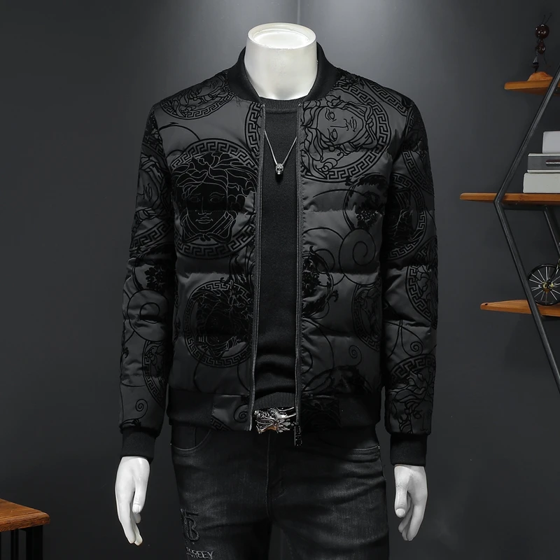 欧洲站男士高端休闲羽绒服外套韩版潮流新款时尚加厚冬季保暖上衣