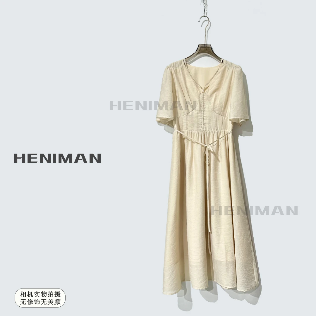 夏季新款显瘦时尚气质休闲纯色连衣裙1758