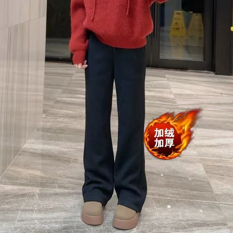 奈奈妮【筷子腿】羊毛微喇叭裤冬款高腰显瘦时尚百搭24137