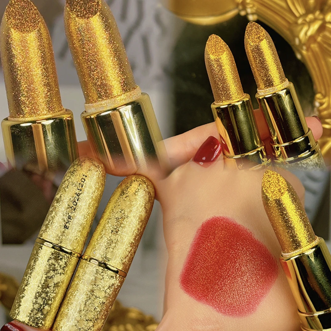 鎏金爆闪滋润口红温变持久不易掉色