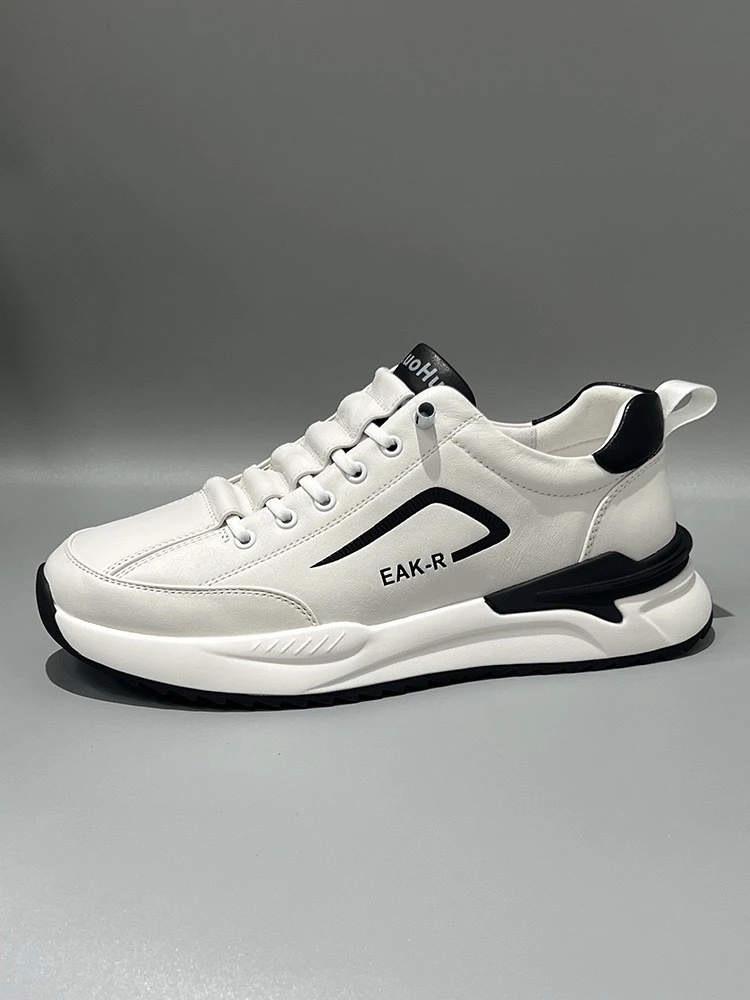 2024春季新款男士运动鞋运动休闲鞋真皮头层牛皮全牛皮白色男鞋