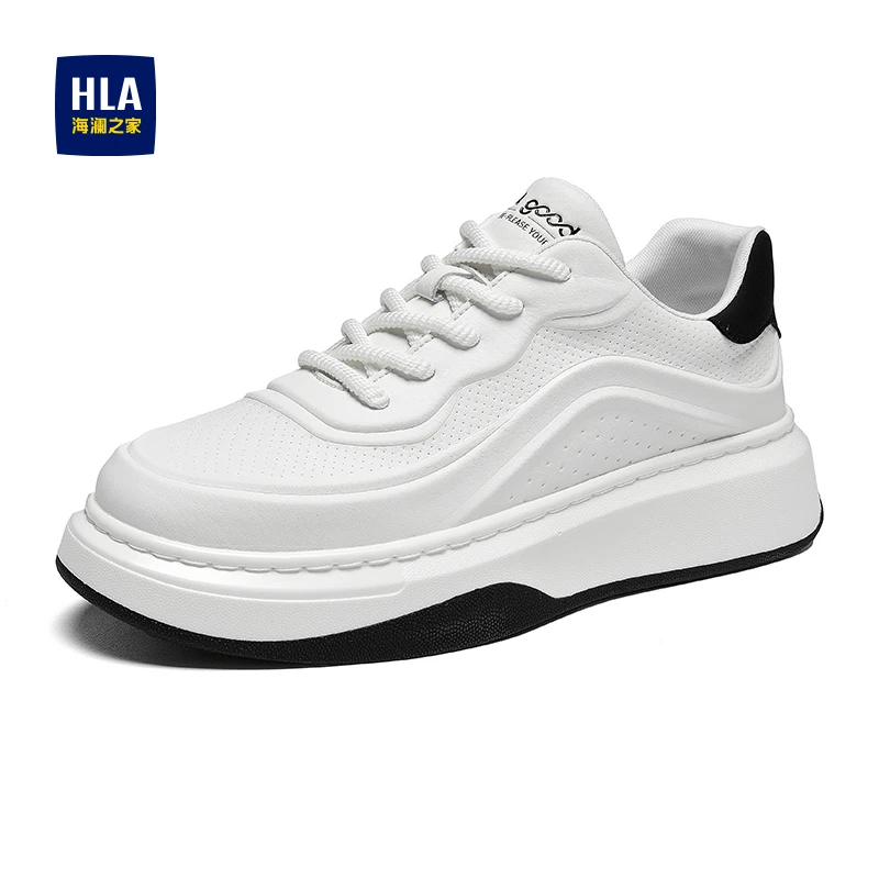 HLA/海澜之家 2024秋季厚底耐磨小白鞋 潮鞋男鞋板鞋男士时尚百搭