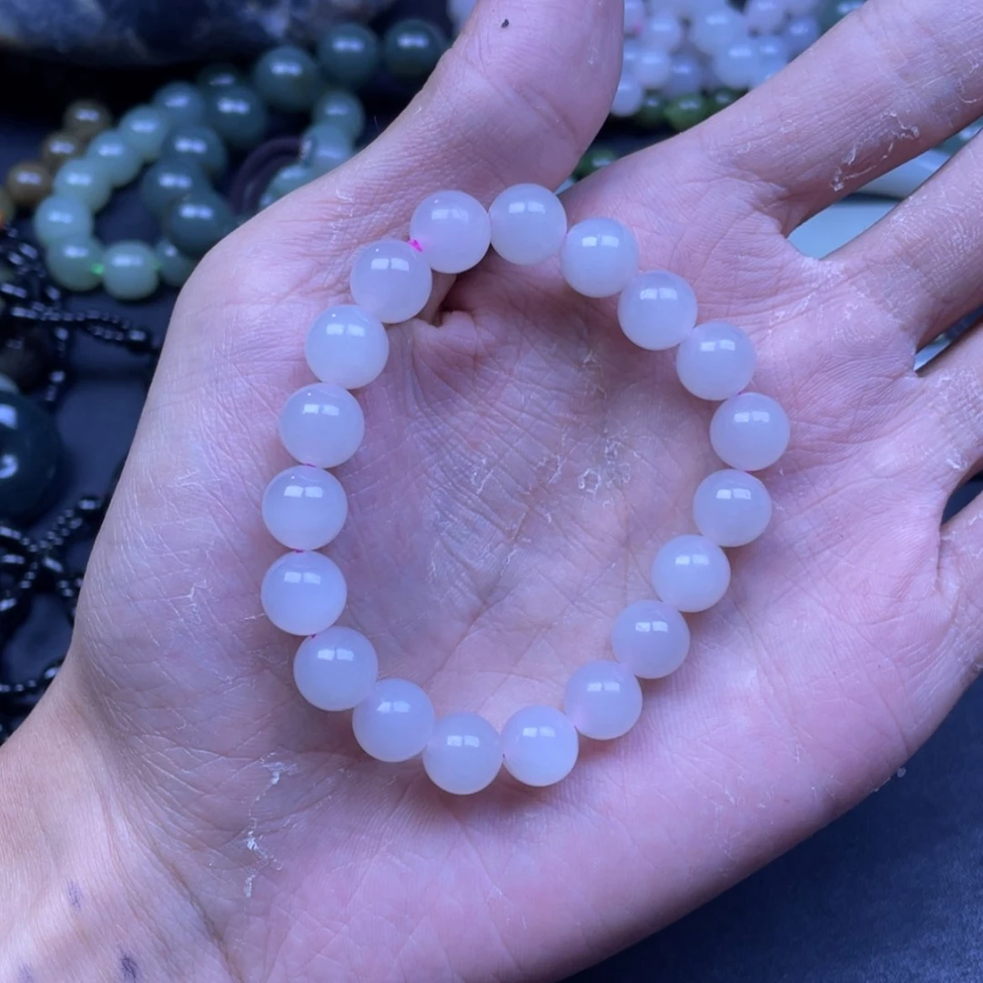 【闪购商品】和田玉手链未镶嵌藕粉手串卡10