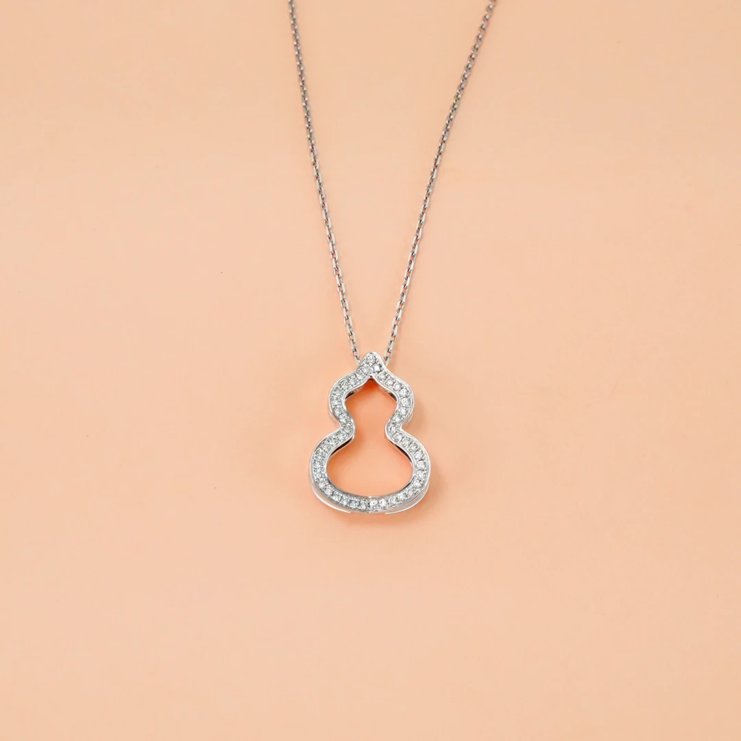 老凤祥18k金钻石葫芦套链满钻告白送礼老凤祥项链镶嵌钻石轻奢