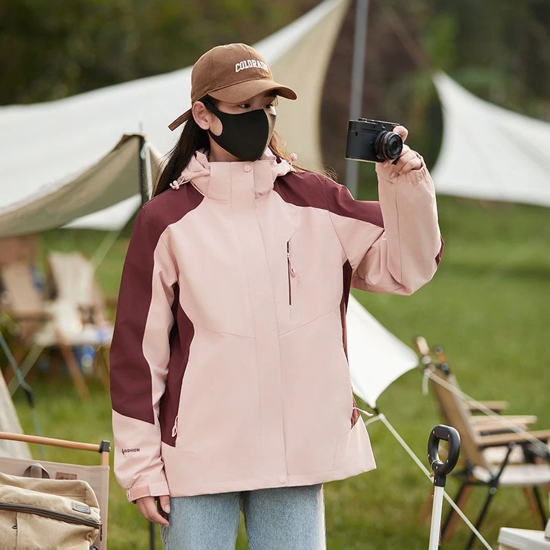 春秋季薄款情侣冲锋衣单冲运动户外男女情侣款防风防水冲锋衣