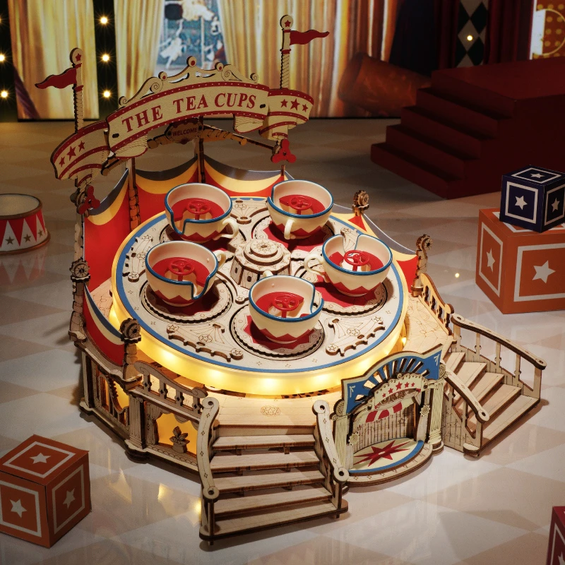 若客童话转转杯八音盒 木质diy手工拼装模型玩具送人创意生日礼物