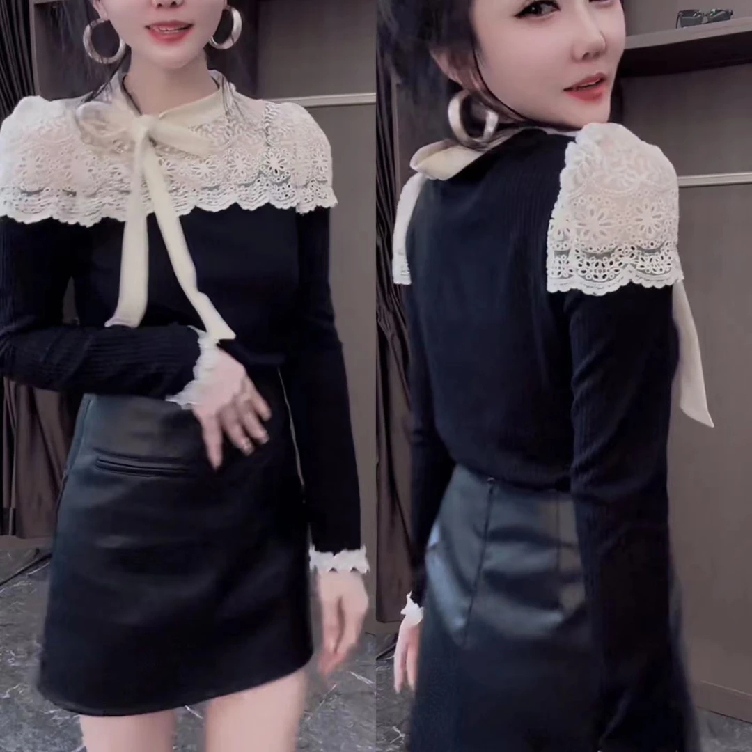 百搭拼接洋气气质打底衫