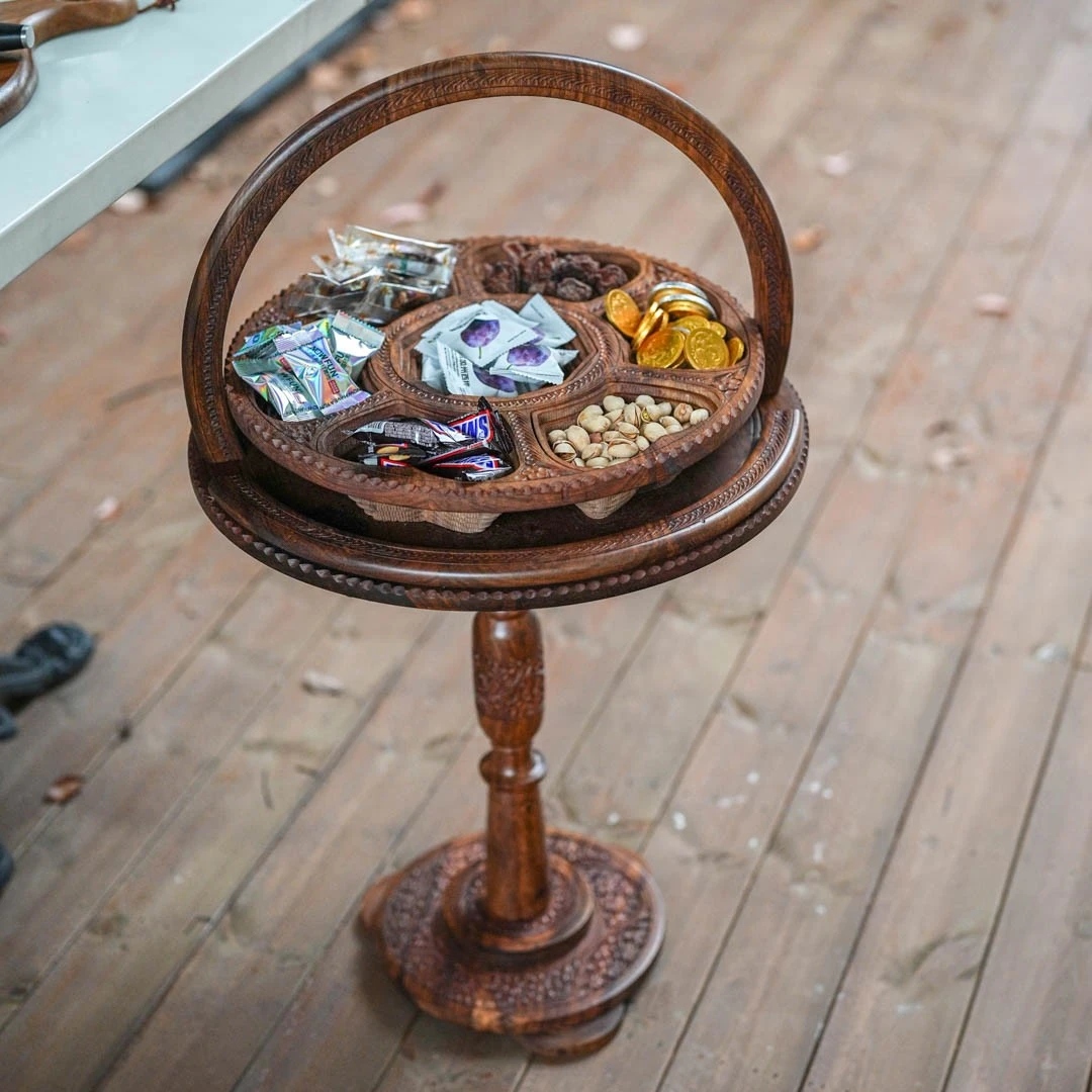 【达人专属】 【欧美外单】阔叶黄檀提篮桌 可伸缩茶几边桌小号Q7077