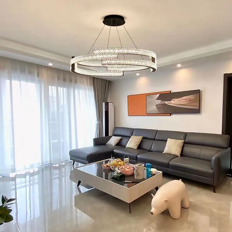 客厅吊灯圆形现代简约网红轻奢北欧新中式吊灯具家用大气餐厅吊灯