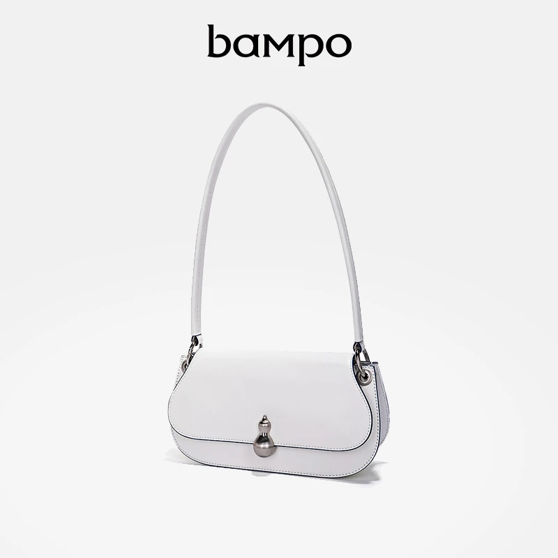 BAMPO半坡腋下法棍包百搭经典时尚小众轻奢高级感白色单肩包女士