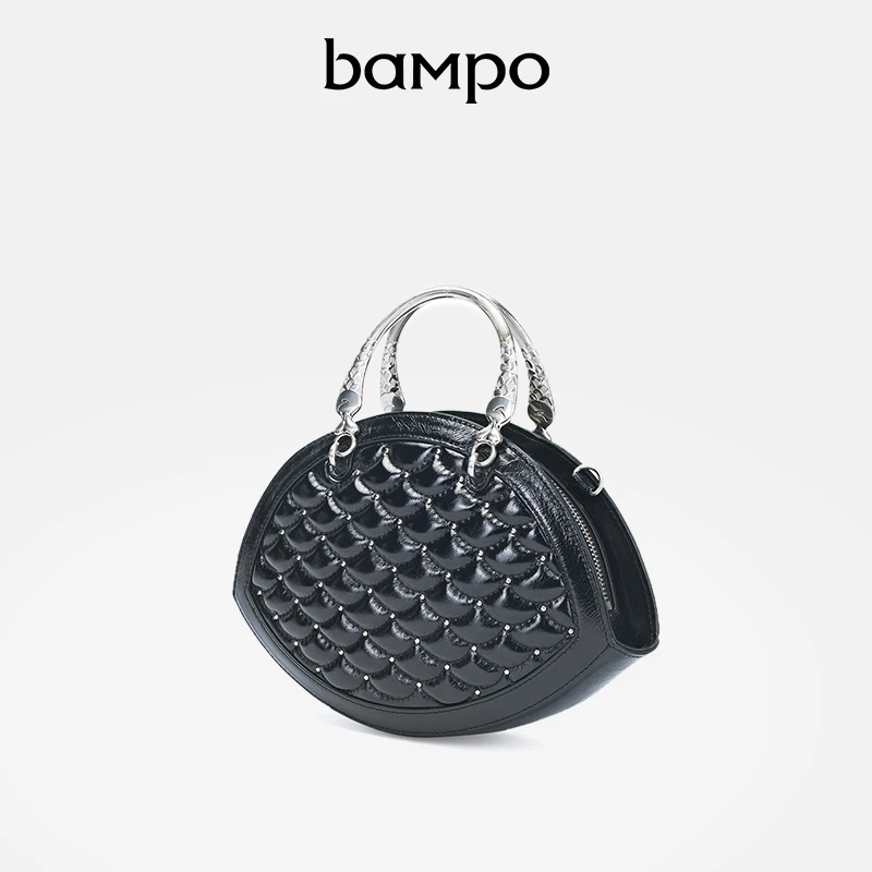 BAMPO半坡时尚百搭专柜同款原创复古轻奢头层牛皮单肩斜挎手提包