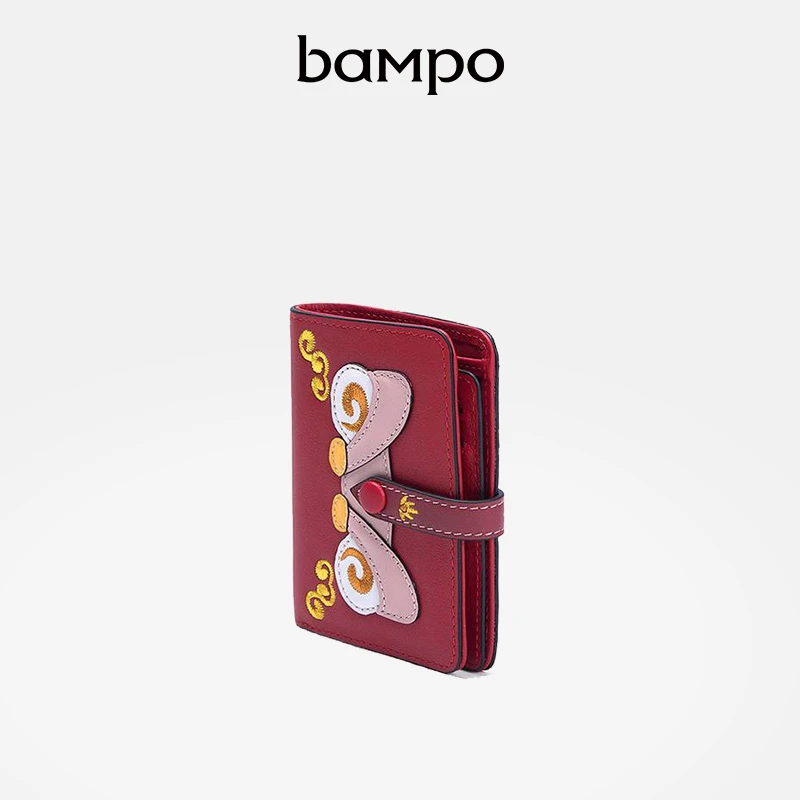 BAMPO半坡真皮钱包轻奢复古时尚小众头层牛皮零钱包ins潮卡包女