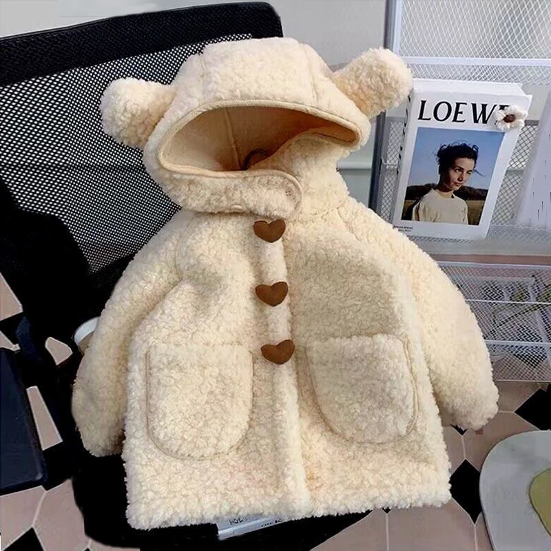 女童冬装外套儿童衣服加绒加厚2025新款小孩羊羔绒一体绒毛毛衣