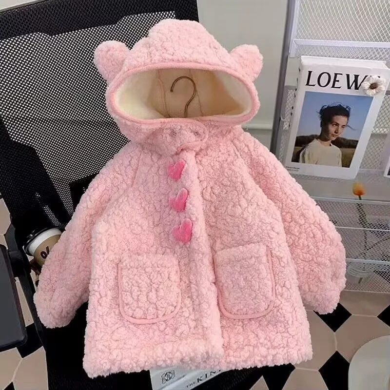 女童外套秋冬款2024新款加绒加厚儿童冬装宝宝洋气毛毛外套儿童