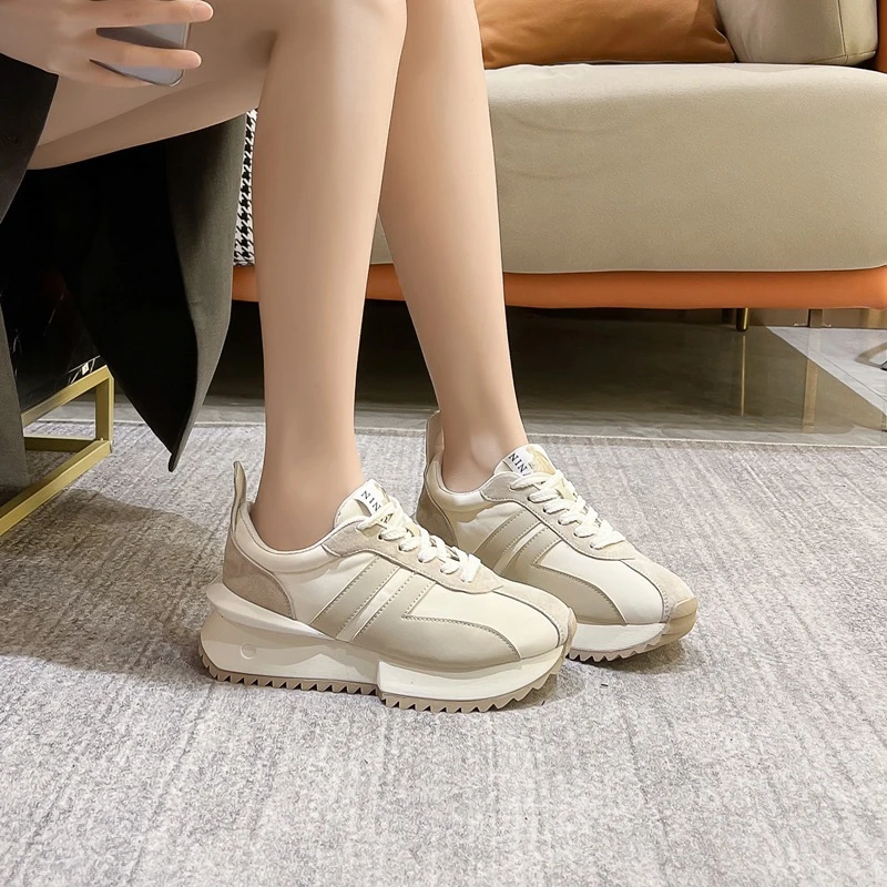 3016强烈推荐~华夫阿甘老爹鞋女真皮百搭轻便运动鞋