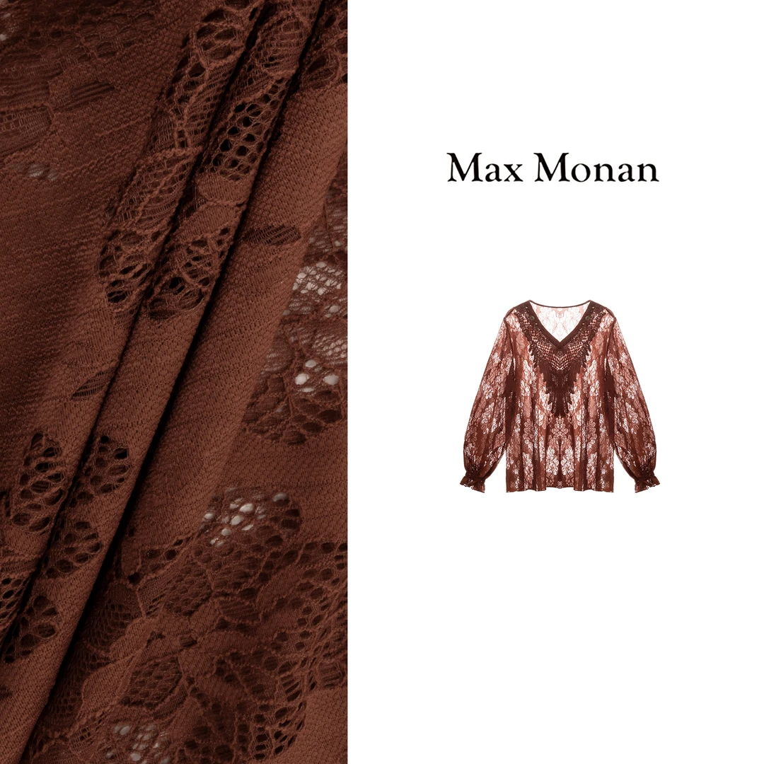 Max Monan【爱德华】小众简约百搭针织镂空蕾丝上衣女JJ24CS5258