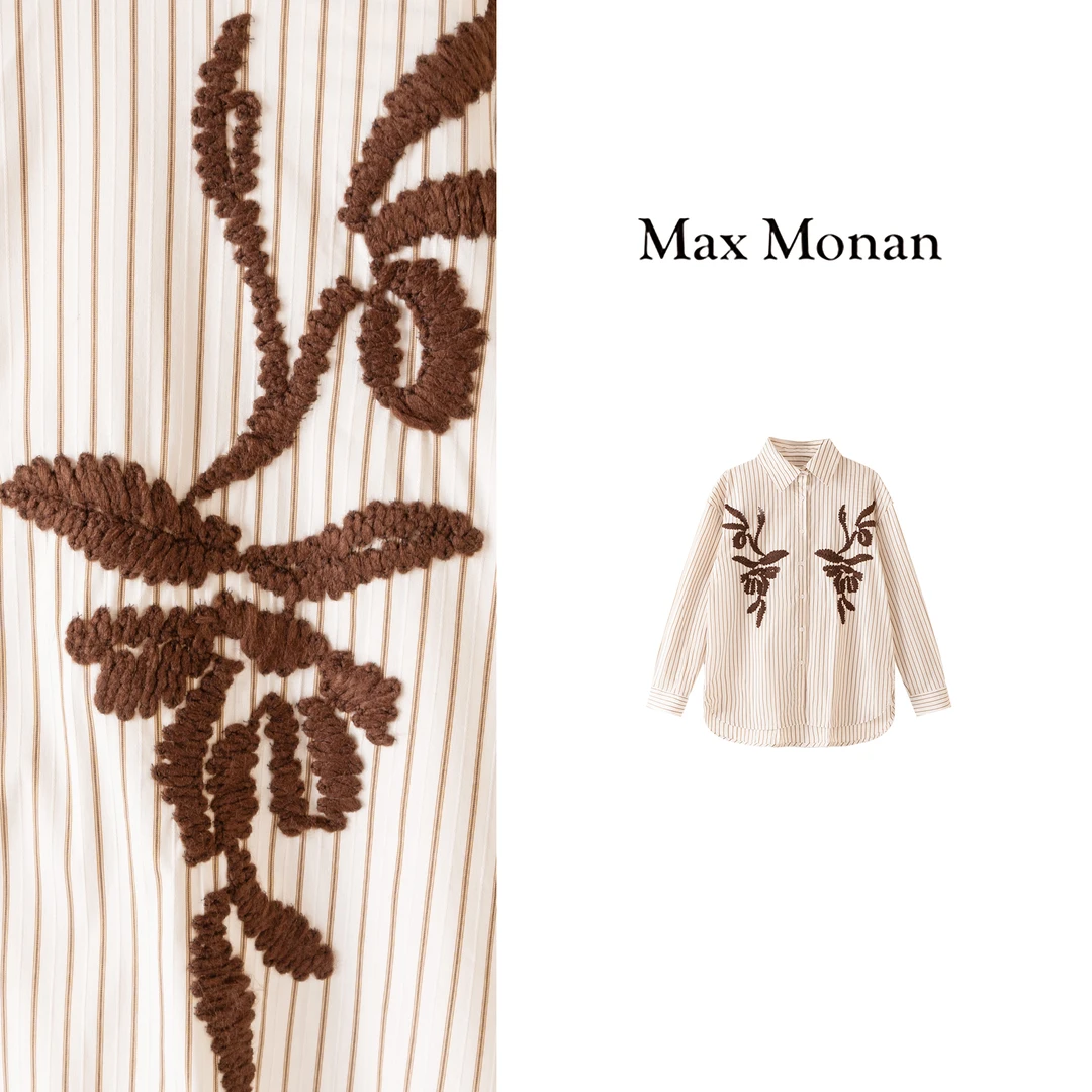 【Max Monan】天使 长袖休闲春夏宽松印花时尚提花翻领UU2024016C